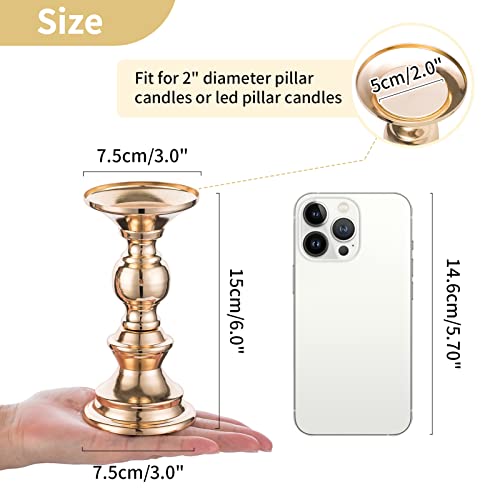 Set of 10 Gold Metal Pillar Candle Holders, Wedding Centerpieces Candlestick Holders for 2 inches Candles Stand Decoration Ideal for Weddings, Special Events, Parties - color: Gold, size: 10 Pcs