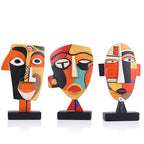 9.8“ Resin Abstract Coffee Table Sculptures, Handcrafted 3 PCS African Art Tribal Figurines Weird Art Decor, Modern Design African Statues for Home, Office, Living Room, Bookshelf, Cabinets Accent - size: Large