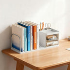 Desk Organizer with 2 Drawer, Desktop File Organizer with 4 Bookends, with Pen Holder, for Home Office School Supplies