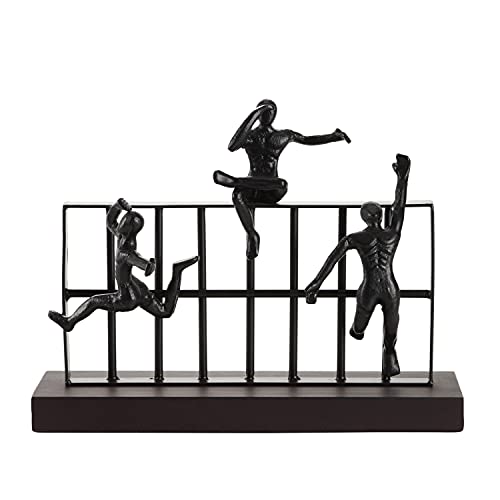 Deco 79 Black Metal Contemporary Sculpture, Climbing 10 x 14 x 9 - size: 14"L x 9"W x 10"H
