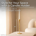 Sculpted Metal Candle Holder with Base – Abstrac Aluminum Decorative Taper Candle Holders – Metalic Office and Home Decor Accents for Living Room & Bedroom – 11", Gold - size: 11.0" H