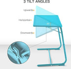 HUANUO Adjustable TV Tray Table - TV Dinner Tray with Cup Holder on Bed & Sofa, Comfortable Folding Table with 6 Height & 3 Tilt Angle Adjustments for Laptop (Azure) - color: Azure