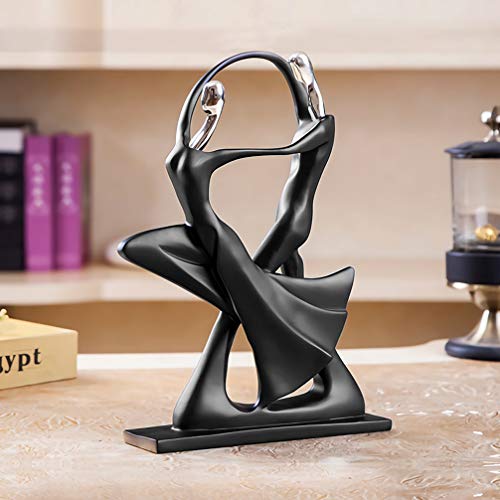 DreamsEden Romantic Couple Art Dancing Sculpture, Anniversary Wedding Statue Abstract Ornament Figurine Home & Office Decor (Double Dance) - color: Black, Dance