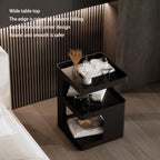 Modern Side Table,Small end Tables for Small Spaces,Black Metal nightstand,Bedside Tables,Accent Table with Storage for Couch, Bedroom,Living Room.No Assembly Required - color: Black-mo