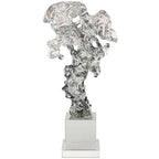 Deco 79 Glass Abstract Handmade Decorative Sculpture Freeform Home Decor Statue with Clear Square Base, Accent Figurine 8" x 4" x 15", Clear - size: 8" x 4" x 15"