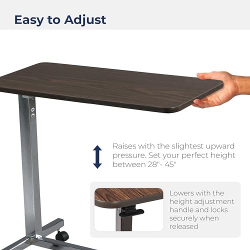 Drive Medical 13003 Non Tilt Top Overbed Table with Wheels, Chrome - color: Chrome