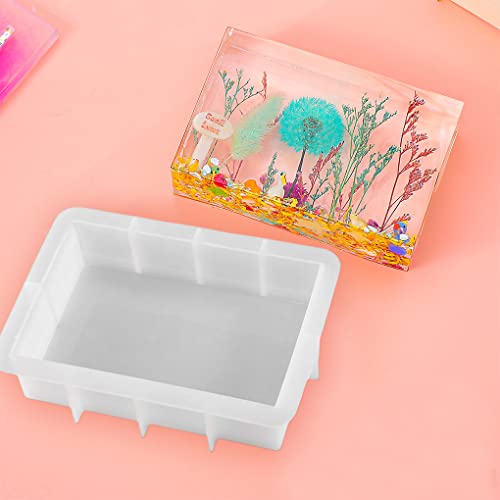 FineInno Deep Rectangle Resin Mold, Large Rectangular Epoxy Resin Mold, Craft Square Silicone olds for Cube Resin DIY Flower Preservation,Bookends Art - color: Rectangle
