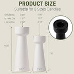 Candle Holders Ceramic White Taper S&L Set of 2 Matte Stylish Decorative Candlestick Holders for Home Decor Dinning Wedding Party Aromatherapy Votive (CH7585W)