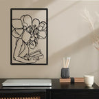 CHENGU 3 Pieces Metal Minimalist Abstract Woman Wall Art Line Drawing Wall Art Decor Single Line Female Home Hanging for Kitchen Bathroom Living Room - style: Reading Style