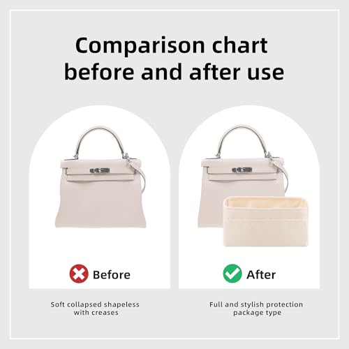 DGAZ Bag Organizer Insert For Kelly pochette/mini II /20/25/28/32/35/40/42/45 Bags, Silk Purse Organizer, Simplicity Handbag & Tote Organizer(Craie,KL32 Sellier) - color: Craie, size: KL32 Sellier