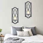 OYEFLY 2 Pcs Metal Candle Sconce,Rustic Wall Candle Sconces (Black)