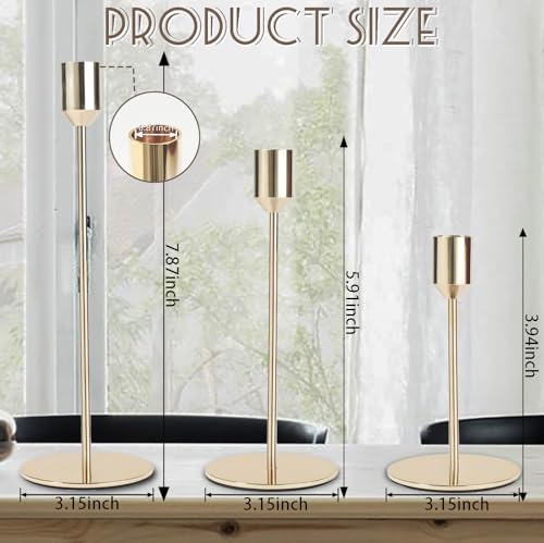 Gold Candlestick Holders Bulk,Taper Candle Holder for Candlesticks Gold Brass Vintage Candle Stick Candle Holder Decorative Candle Holders for Wedding Home Party Table Decor (Set of 27) - size: 27 pcs