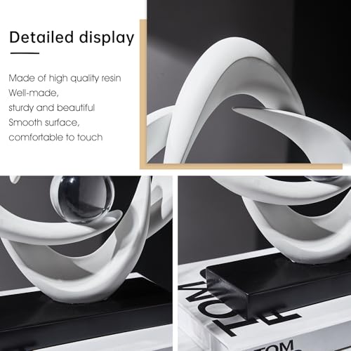 Abstract Art Sculpture, Resin Gold Decorative Statue, Modern White Ornaments for Living Room, Decorativas Modernas for Coffee Table/Entryway/Office Collectibles (White) - color: White