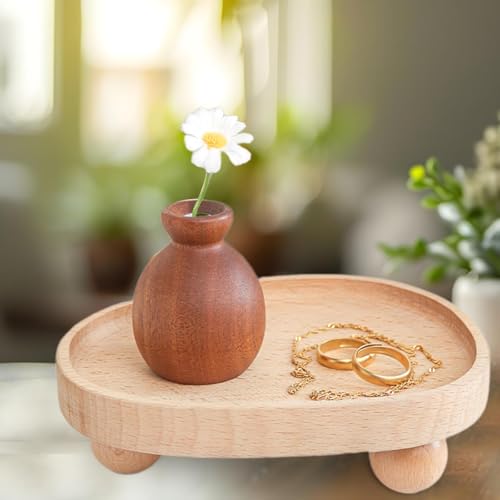 Vaveren Wooden Riser Tray Jewelry Display Dish Soap Holder Pedestal Stand for Fireplace Kitchen Counter Candle Holder Vanity Birthday - color: Irregular（6.30inx4.92inx1.97in）