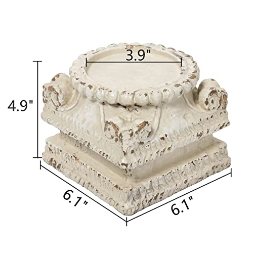 SOFE Column Pedestal Stand for Decoration Display, Distressed White Small Plant Stand, Large Candle Stand, Column Side Table, Classic Plinth Bases for Wedding Party Home Garden