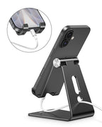 OMOTON Adjustable Cell Phone Stand, C2 Aluminum Desktop Phone Holder Dock Compatible with iPhone 15 14 13 Xs XR 8 Plus 7 6, Samsung Galaxy, Google Pixel, Android Phones, Black - color: Black