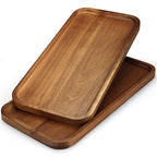 16" x 8" Large Wooden Serving Tray for Decor Party Charcuterie Boards Rectangular Acacia Wood Dessert Platters Rectangle Cake Dessert Plates Food Cheese Platter Board Snack Kitchen Dishes Tray - size: 16" x 8"