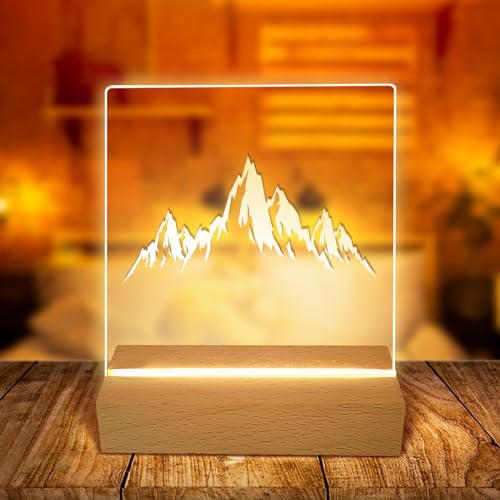 Led Light Display Base - 4pcs Rectangle LED Display Stand with Dimmable Warm Light Lamp, Wood Art Lights Display Pedestal for Crystal Glass Resin Art Home Decor