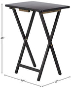 Amazon Basics Portable Foldable TV Tray Table with Storage Rack, Space-Saving Design, 15" x 19" x 26", Black, 4-Pack - color: Black