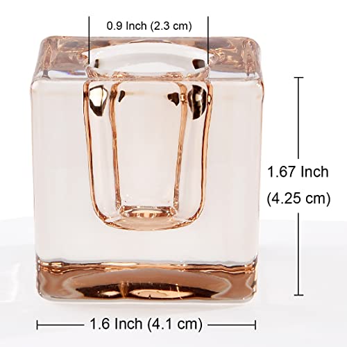 2PCS Amber Square Glass Taper Candle Holders for Table Centerpiece. Decorative Crystal Candle Stick Holder Sets. Candle Stand for Wedding, Dinning, Party. - color: Amber 2pcs