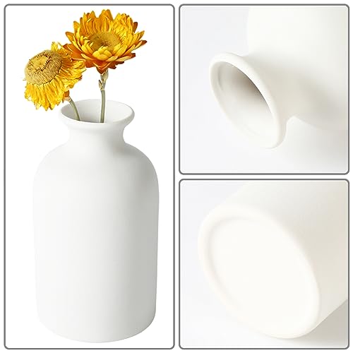 YANLING 6 Pcs White Vase Ceramic Vases for Home Decor, 5.6 inch White Ceramic Vases for Centerpieces Small Boho Vases, Pampas Grass Vases Table Vase for Dried Flowers Decor - color: White-a, size: 6 Pack-Medium