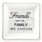 HOME SMILE Birthday Christmas Funny Gifts for Best Friend-Ceramic Ring Dish Jewelry Tray－Friends are Family We Choose - style: Friends Are The Family We Choose