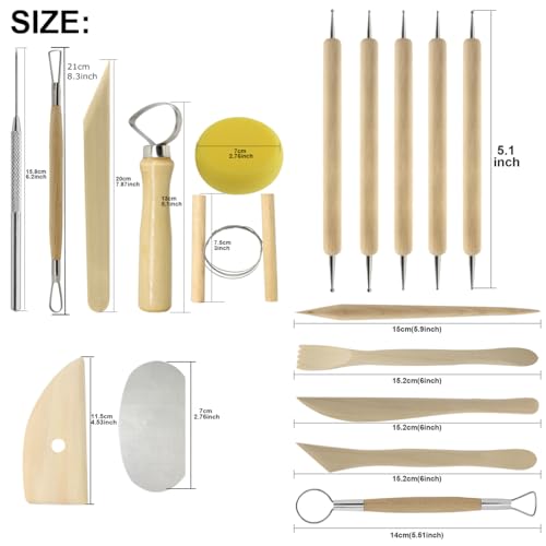 Pottery Sculpting Tools 32PCS Ceramic Clay Carving Tools Set for Crafts Polymer Clay Club,Dotting,Modeling,Shaping Trimming,Hobbyists,Artists