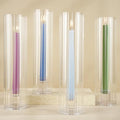 Hurricane Candle Holder Thickened Ribbed Cylinder Covers Taper Candle Sticks Holder Glass Tall Candlesticks Holders Centerpiece for Wedding Dining Table, 4 Pcs - color: Clear Ribbed