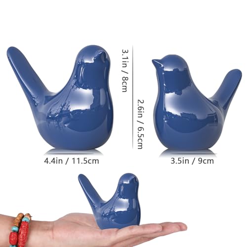 XMGZQ Small Ceramic Bird Statue and Sculpture for Home Decor Accents,Modern Animal Ornaments for Living Room,Bedroom,Coffee Table Centerpiece,Bookshelf,Cabinets,Cute Knick Knacks for Shelves (Blue) - color: Blue