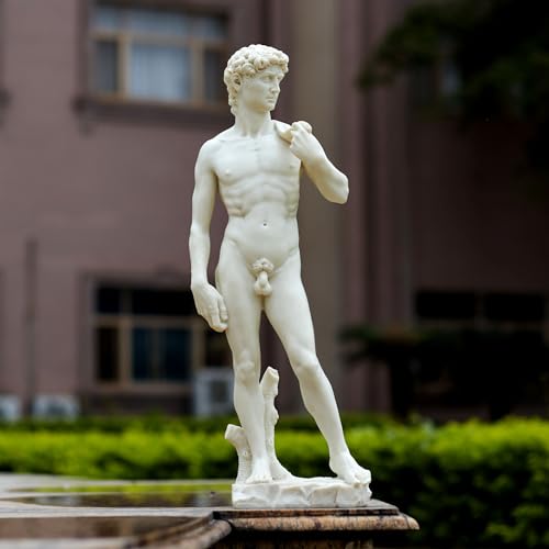 Veronese Design 20 1/8 Inch David by Michelangelo Resin Sculpture Painted Marble White Finish - size: Large