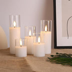 Eywamage Clear Glass Flameless Candles with Remote Batteries, Slim Tall LED Pillar Candles Battery Powered, Set of 5 - color: Clear