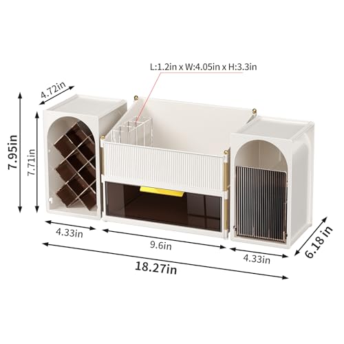 INVSSENE Stackable Makeup Organizer Countertop, Storage Perfume Skincare Cosmetic Lipstick Face Mask Makeup Brush Palettes, Ideal for Vanity Bathroom Counter - color: 3516 White+Coffee