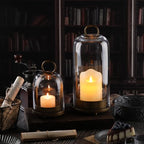 5" & 4" Wide Versatile Metal Candle Holder with Handmade Sturdy Glass Dome in Brass for Pillar Candle & Plants, 5.1" xH11.8 4" xH7.5, Industrial, Farmhouse, Shabby Chic. (2, Brass, Large & Small) - color: Brass