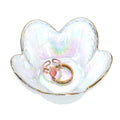 Rainbow Flower Ring Dish Jewelry Tray, Small Glass Trinket Tray for Rings Earrings, Present for Wife Mom Daughter Women - color: crystal rainbow color