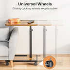 Adjustable TV Tray Table - 360° Rotating C Shaped End Side Table Sofa Couch Bed Table with Wheels for Eating Living Room Laptop - color: Brown