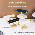 Jewelry Display T-Bar Stand – 9 inch Beige Textured Velvet Bracelet Holder with Gold Metal Ends, 1-Tier Jewelry Organizer with Natural Pine Base, Bangle & Watch Display for Retail & Vanity - color: Beige Textured Velvet