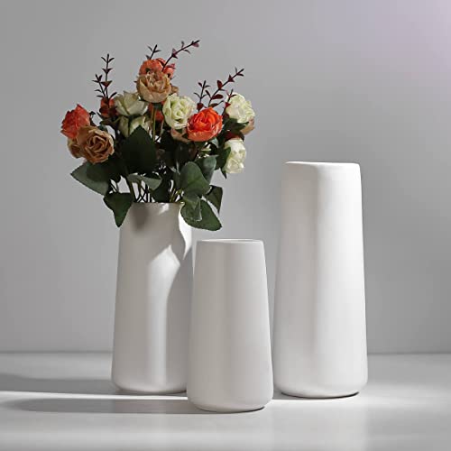 Ceramic Vases - Nordic Minimalism Style Decoration, Elegant Vase for Mantel, Table, Living Room Decoration, White Modern Geometric Decorative Flowers Vases for Home Decor - color: Color a, size: Large