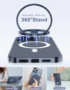 EWA MagOne 3rd Gen [Compatible with MagSafe] Phone Grip Stand with Finger Strap, Removable Magnetic Ring Holder Kickstand Loop for iPhone 17,16,15,14,13,12 Series-(Blue) - color: Blue