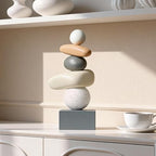 Aris & Juno Modern Abstract Resin Sculpture, Good Luck Stone Statue for Home Decor, Living Room, Office & Study – Contemporary Art Ornament for Good Fortune
