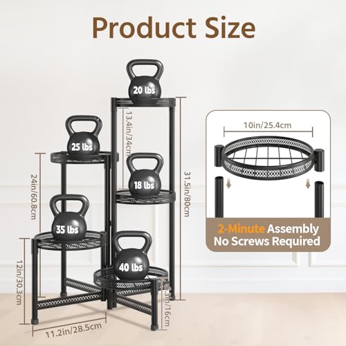 LASZOLA 5 Tiered Folding Tall Plant Stand for Indoor Outdoor Corner, Larger Heavy Duty Metal Adjustable Multiple Rack with 10 Inch Wide Hollow Tray, Flower Planter Holder for Modern House Patio, Black - color: Brushed Black, size: 5 Tier