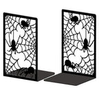 Peacoblue Metal Bookends for Shelves, Modern Decorative Heavy Duty Study Book Ends Stoppers for Office, Desk, Shelf, Room 5.3"x4.3"x7.9" Cast Iron Simple Tall Bookends 1 Pair (Spider and Spider Web) - style: Spider and Spider Web