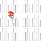 Didaey 36 Pcs Thin Cylinder Vases Set for Centerpieces 2.5'' Diameter 2mm Thickness Clear Glass Vase Hurricane Floating Candle Holder for Wedding Table Decoration (2.5'' X 5'',6'',8'')