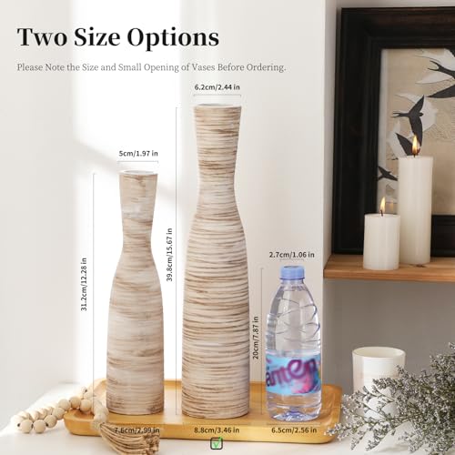 ALMA 13" Tall White Ceramic Vase for Table Centerpiece,Small Flower Vase for Roses,Thin Bowl Vase for Home Decor Living Room, Boho Bathroom,Beachy Room,Coatsal Bedroom,Modern Office Decor - color: Bow-white-13"