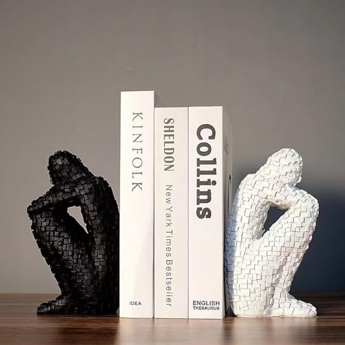 Mosaic Decorative Bookends, Modern Mosaic Abstract Sculptures, Simple Fashion Resin Abstract Statue, Modern Book Ends for Shelves, Decor Bookends for Desk, Library, Office, Shelf Decoration ( Color : - color: A