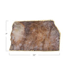 Creative Co-Op Agate Slab Tray with Gold Electroplated Edge, Natural - color: Brown