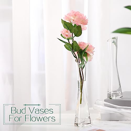 Lallisa 6 Pcs Glass Bud Vases for Centerpieces Maria Modern Clear Small Skinny Decorative Single Flower Bud Vase for Wedding Party Event Home Office Decoration(7.87 Inch,Transparent Color) - color: Transparent Color, size: 7.87 Inch