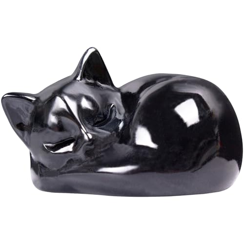 Black Obsidian Sleeping Cat Statue,1.6 Inch Crystal Carved Cat Figurine Home Office Desk Decor,Zen Meditation Gift for Cat Lovers,Feng Shui Luck Charm - color: Black Obsidian Sleeping Cat