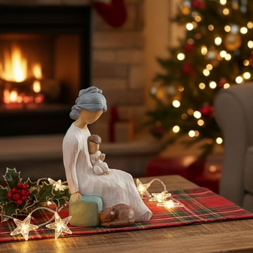 NAN ZAI NAN FANG Grandma Birthday Gifts Thoughtful Valentine Christmas for Grandma 5.9" Resin Sculpture Hand-Painted Grandmother Gifts from Grandkids Statues for Home Decor - style: Grandma and Child