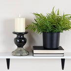 Creative Co-Op 2-Tone Sculptural Terracotta Pillar Candle Holder, Distressed Black - color: Black, size: 5.5" W x 6.5" H