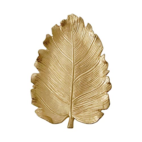 Small Leaf Shaped Trinket Dish, Decorative Gold Jewelry Dish Tray, Ring Hodler Dish Jewelry Organizer - color: Large Elm Leaf